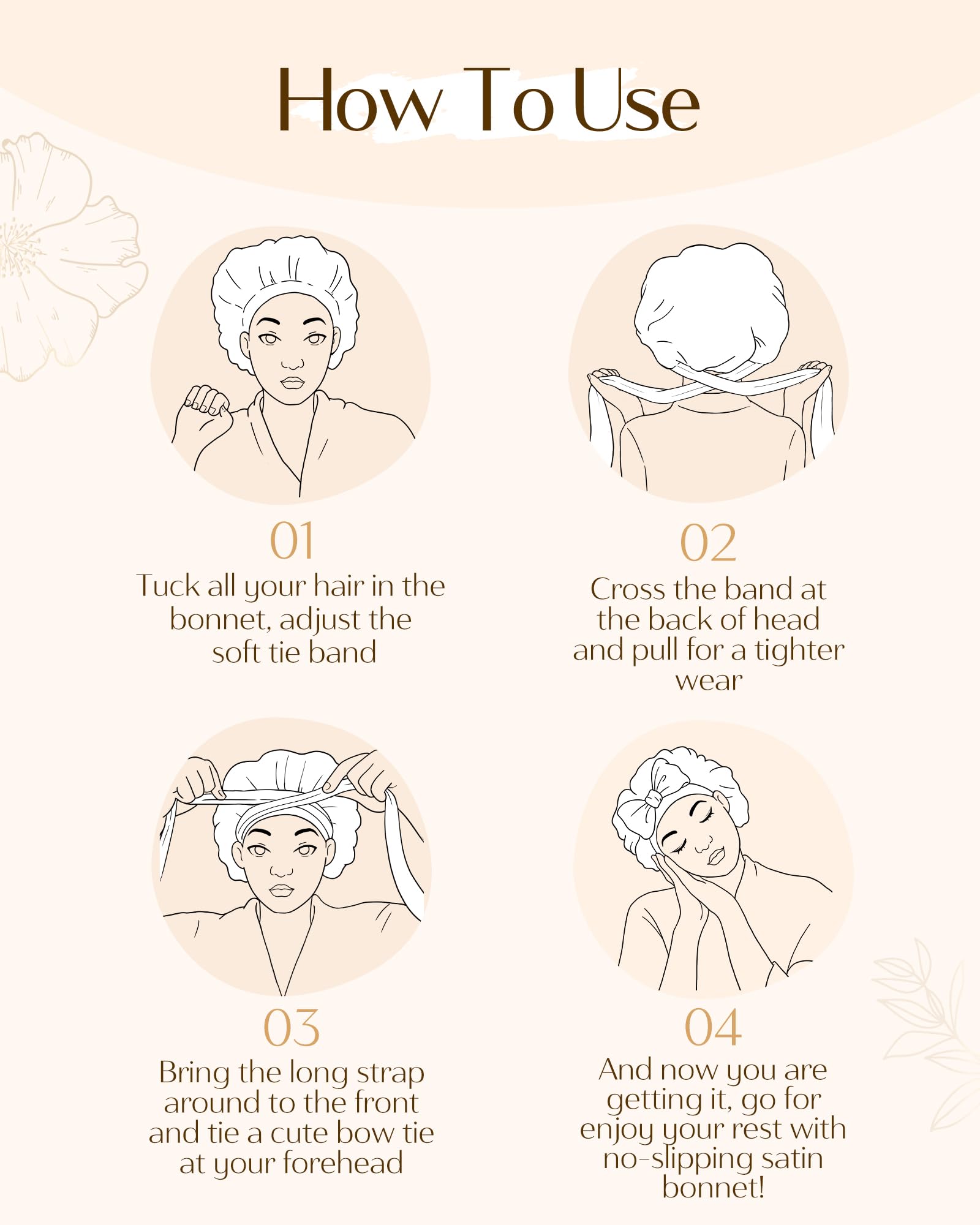 YANIBEST bonnet in hand showing roomy interior and real size for thick hair