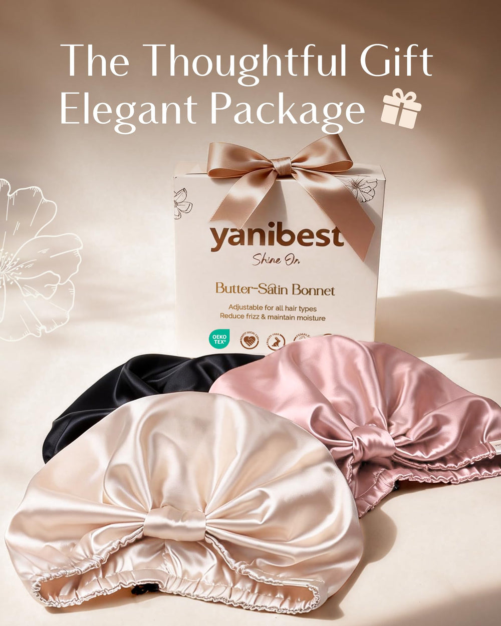 YANIBEST bonnet beside ruler showing roomy fit for high-volume hair