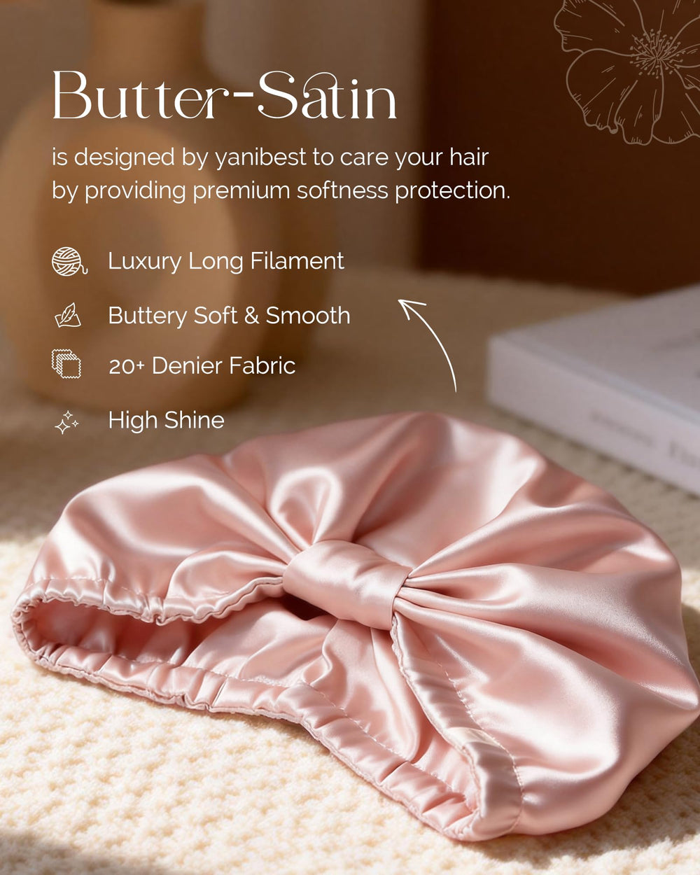 YANIBEST butter-satin close-up showing smooth texture for less friction