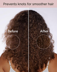Yanideer bonnet worn by model with curly hair protecting curls and reducing frizz