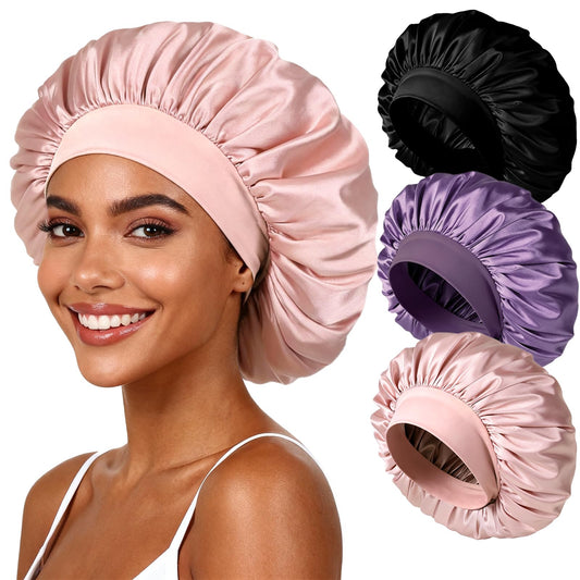 Yanideer satin bonnet front view shows smooth fabric and comfortable fit