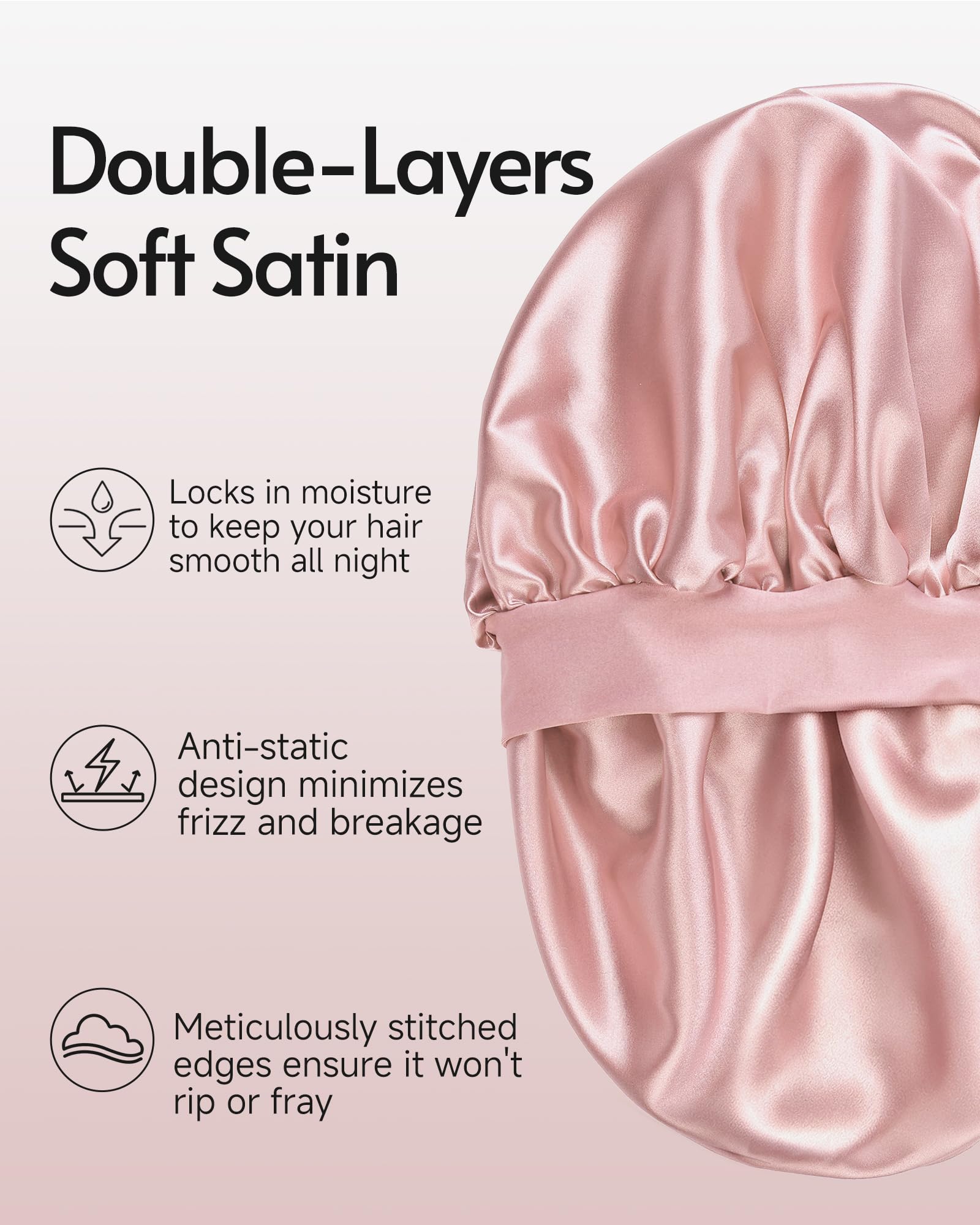 Yanideer satin bonnet inner lining close-up highlighting gentle hair protection