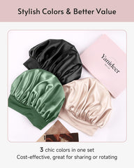 Yanideer bonnet next to styled hair showing preserved hairstyle benefit
