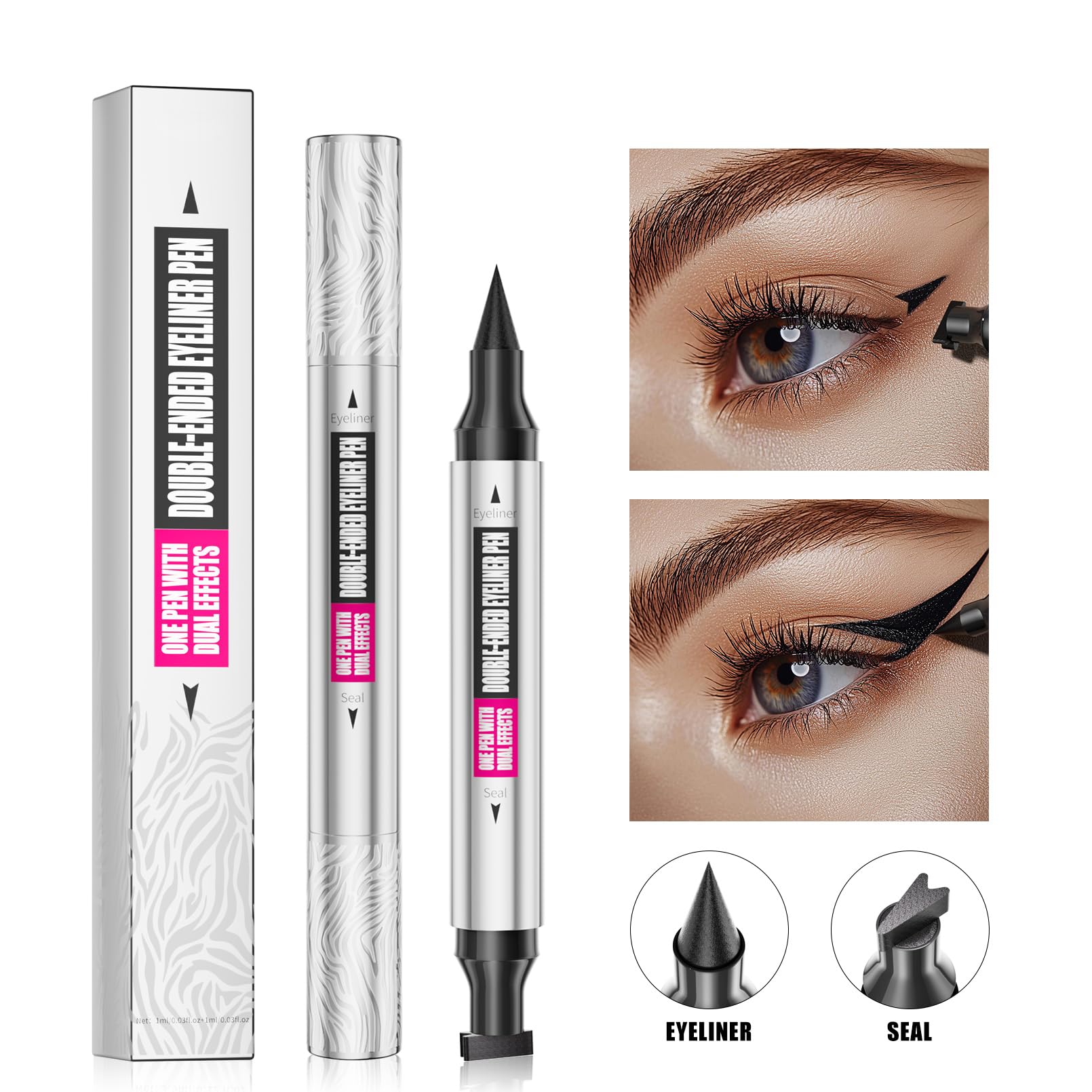 Yanqina dual-ended pen close-up highlighting stamp and liquid ends