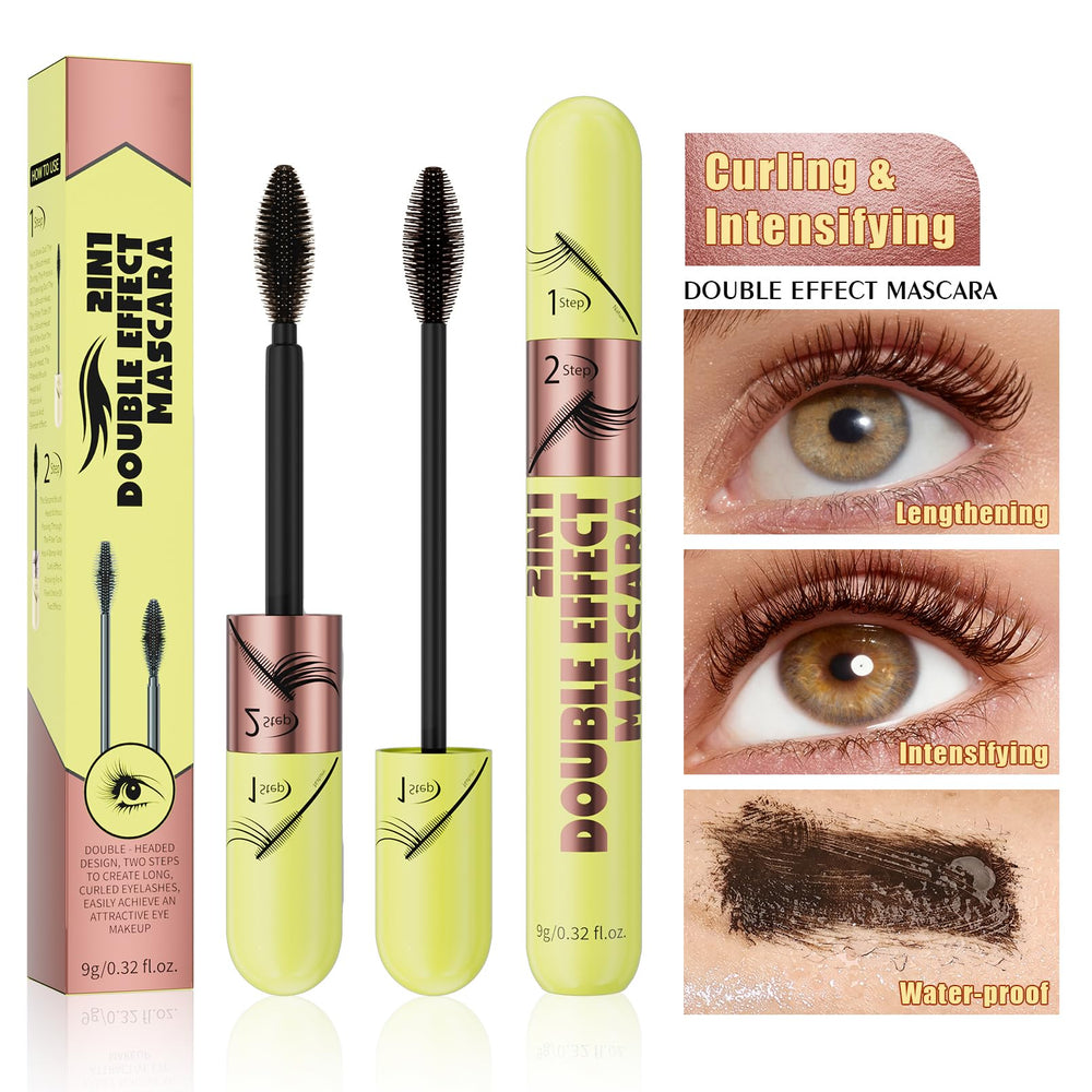 Yanqina mascara swatch on finger illustrating smooth, buildable formula benefit