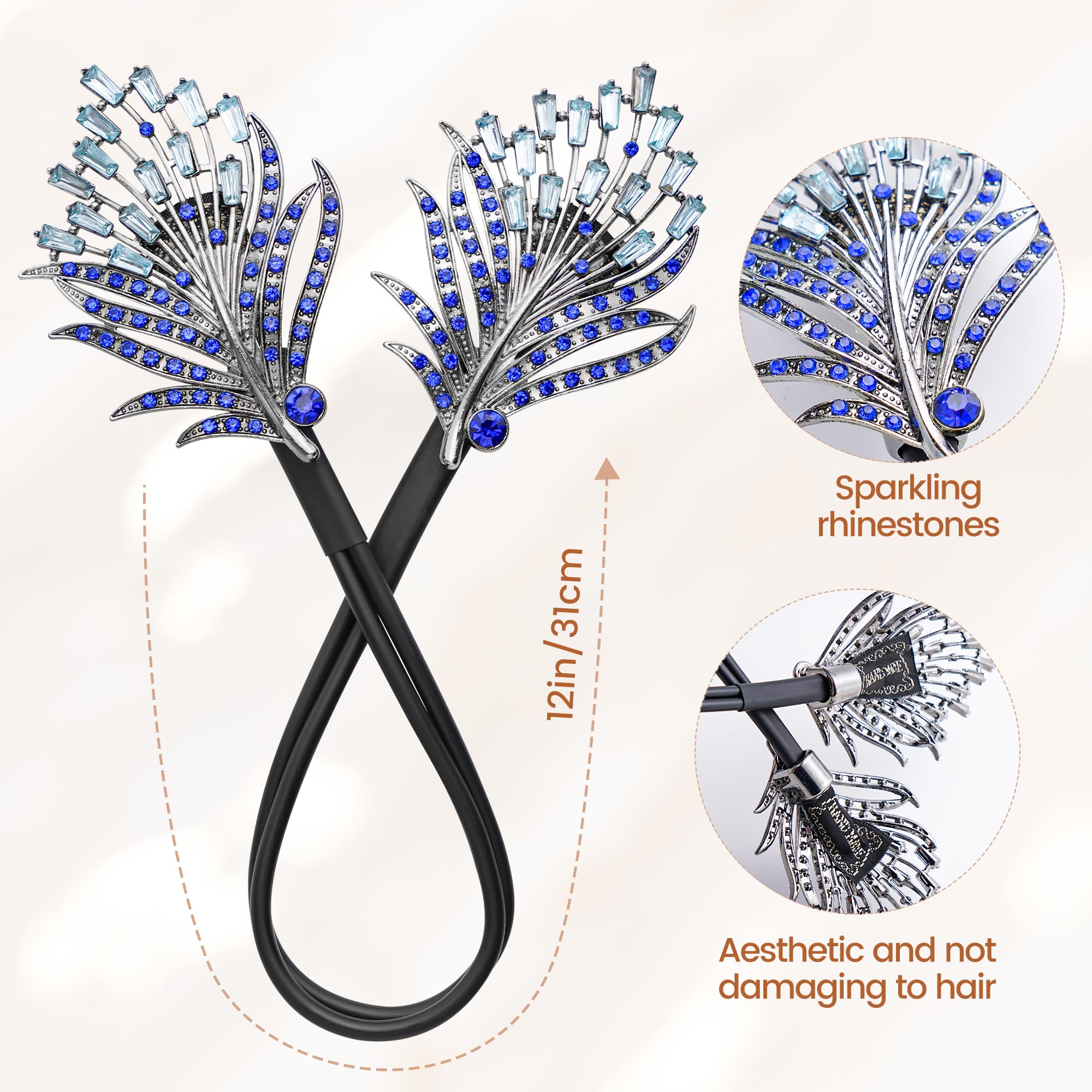 Yanwenx close-up of feather and rhinestones, decorative sparkle benefit