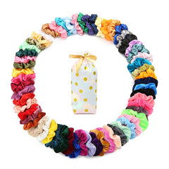 Yanwenx front packaging showing 60 colorful scrunchies and organized gift bag for gifting