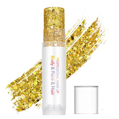 Yaper gold body glitter stick front view showing compact packaging and bright payoff