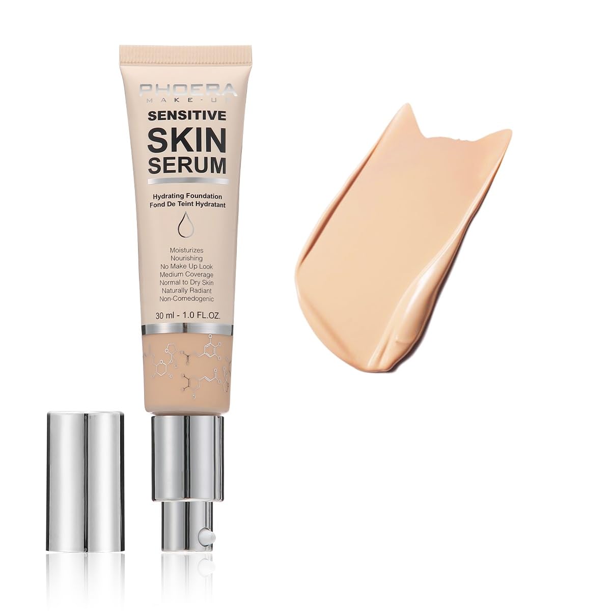 Yaper PHOERA bottle front N02 Nude showing product and clear label for easy selection