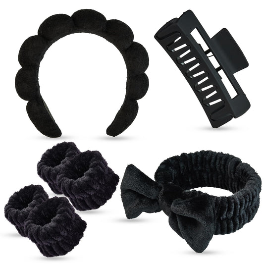 Yaqulen front packaging showing complete black spa set and easy storage benefit