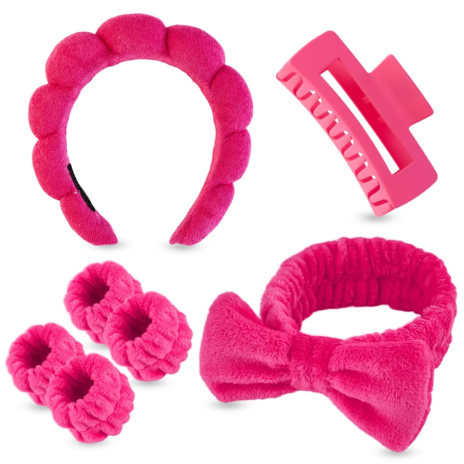 Yaqulen front view of hot-pink spa set showing complete kit and convenience
