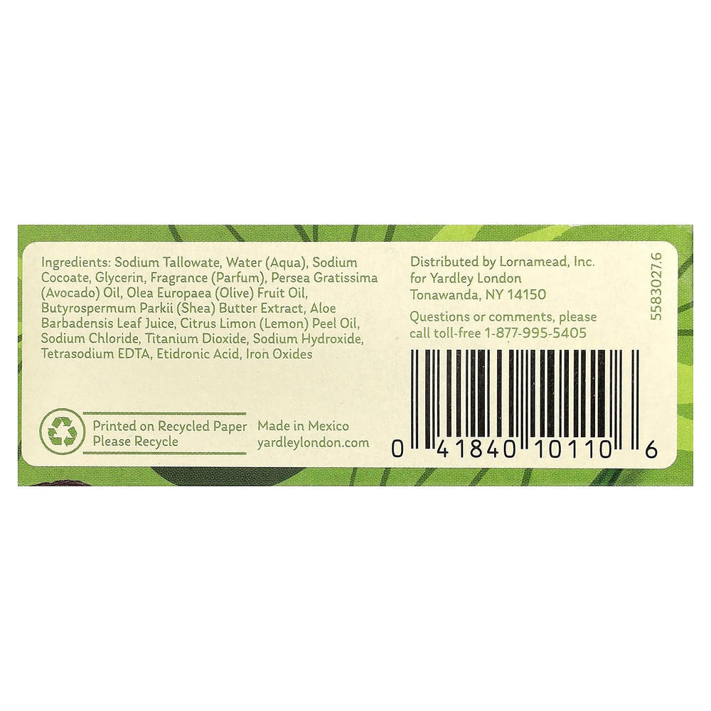 Yardley close-up of silky lather highlighting moisturizing avocado and olive extracts