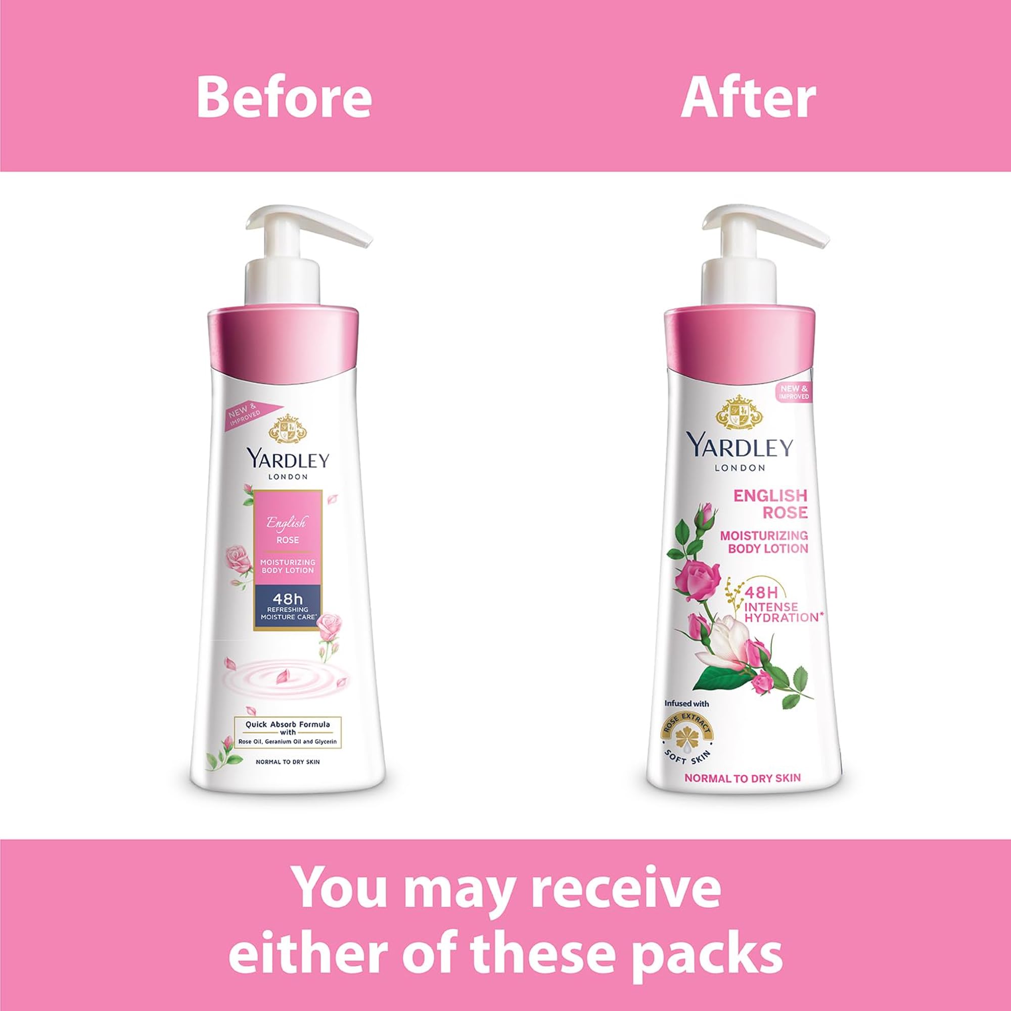Yardley bottle next to common items to show 400 ml size and value