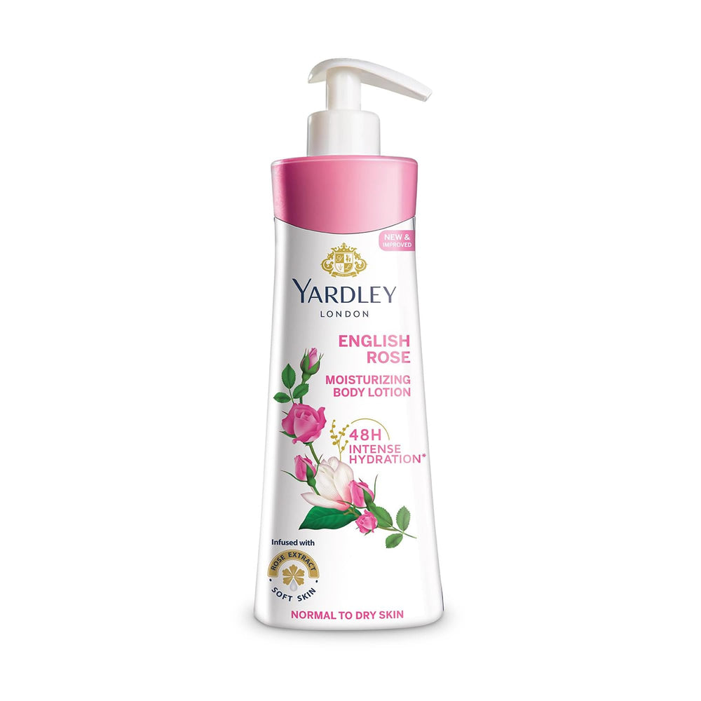 Yardley English Rose front bottle view showing packaging and benefit of classic scent