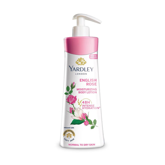 Yardley English Rose front bottle view showing packaging and benefit of classic scent