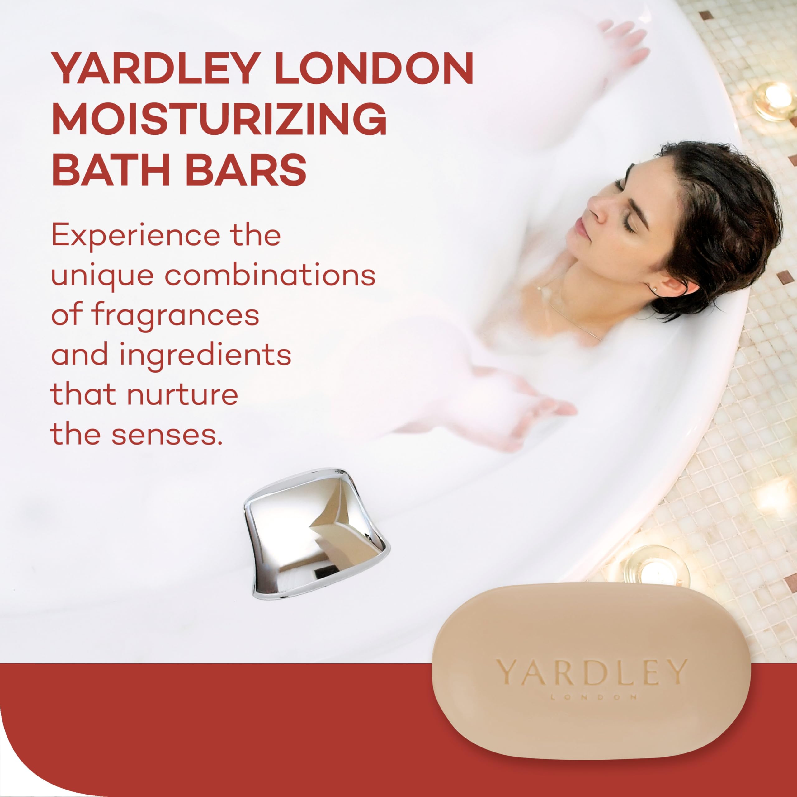 Yardley London bar in shower lathering to show gentle cleansing benefit