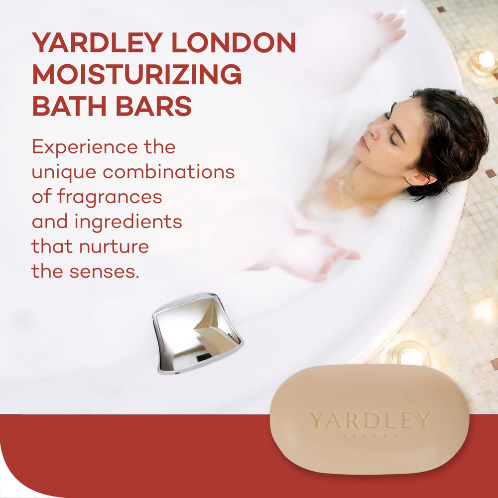 Yardley London bar in shower lathering to show gentle cleansing benefit