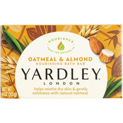 Yardley front packaging showing nourishing oat and almond benefits