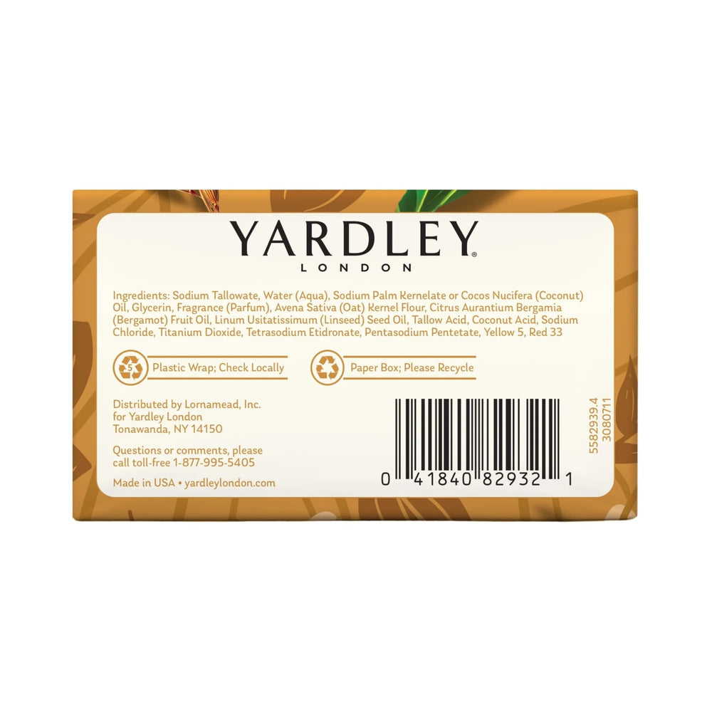 Yardley bar beside ruler showing 4.25 oz size and scale