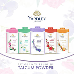 Powder puff with Yardley talc demonstrating precise application and low waste benefit