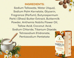 Yardley bar lathered in hand showing rich foam for gentle cleansing