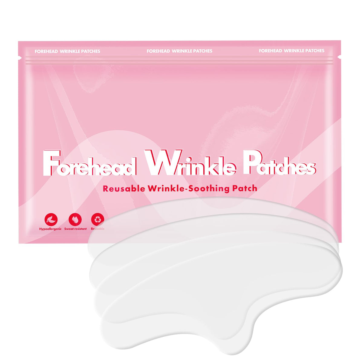 Yargkos forehead patches front packaging showing four reusable patches and benefits