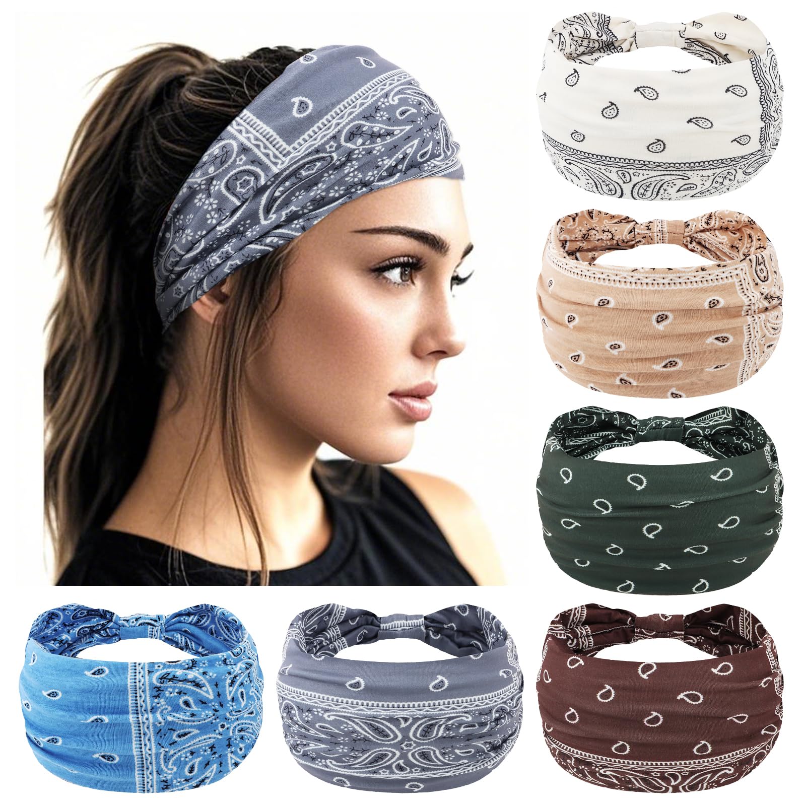 YARIEW front view of multi-pack headbands showing colors and pattern benefits