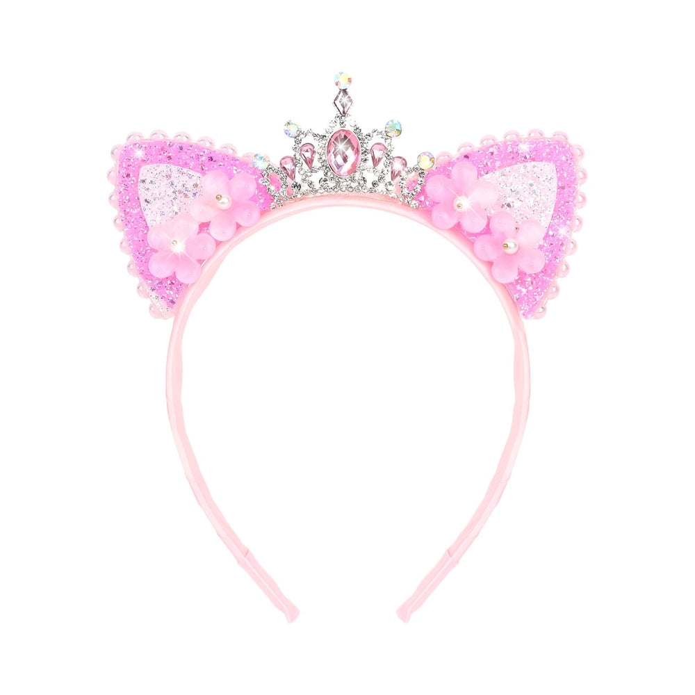 YARIEW front view pink cat ear headband showing tiara silhouette and wearable design