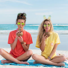 YARIEW headband worn at luau party creating festive photos and lively atmosphere