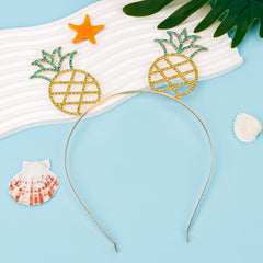 YARIEW headband on a beach towel showing tropical styling and photo-ready look