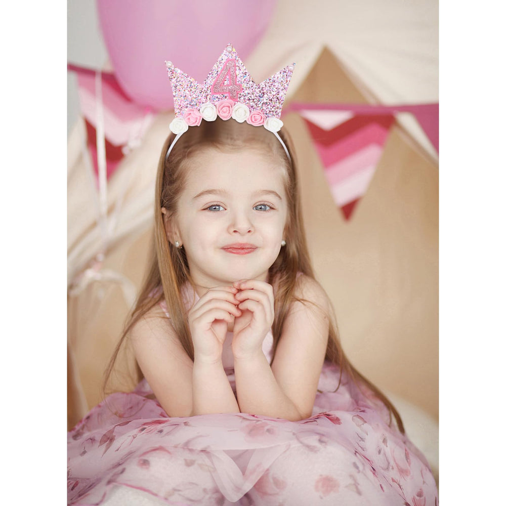 YARIEW child wearing tiara headband demonstrating comfortable fit and photo-ready benefit