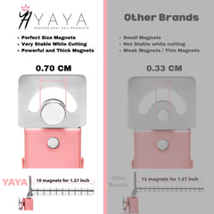 YAYA NAILS closeup of embedded magnets holding tip securely for precise cutting