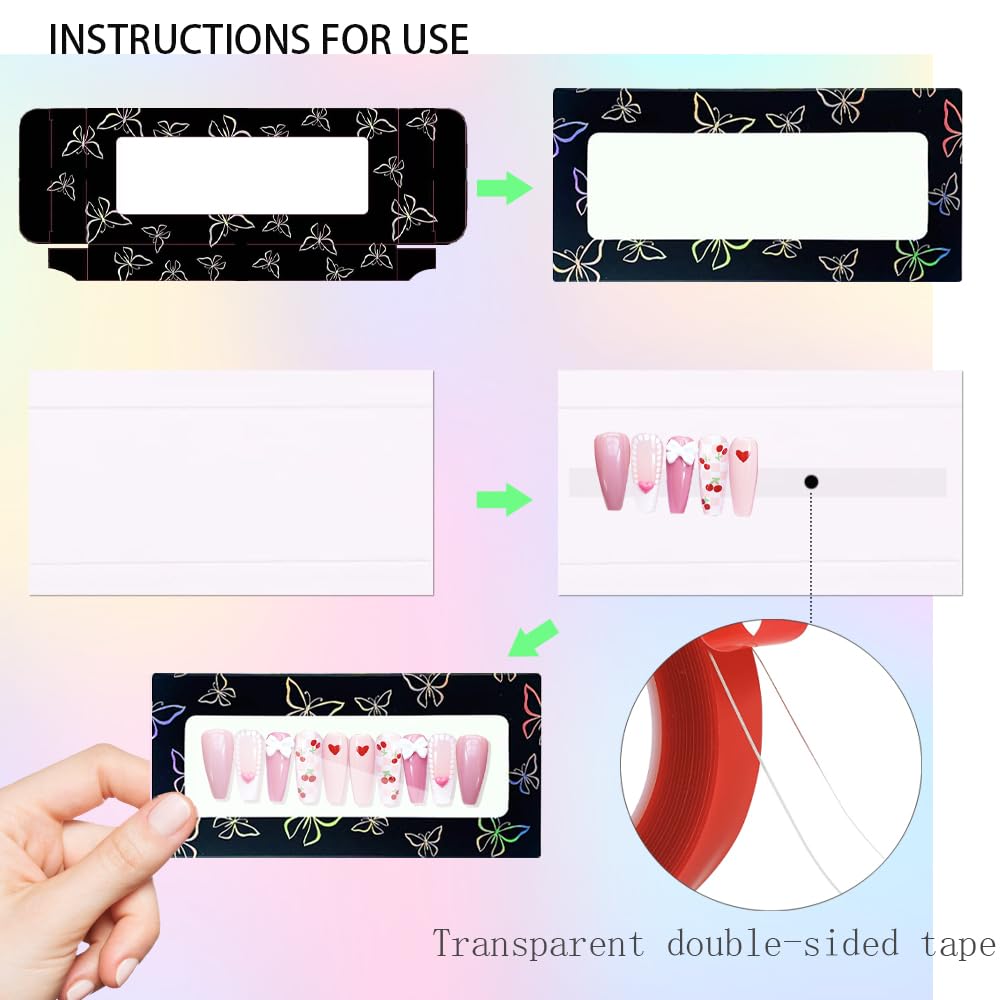 Yazabai white display card inside box offering clean background for nails