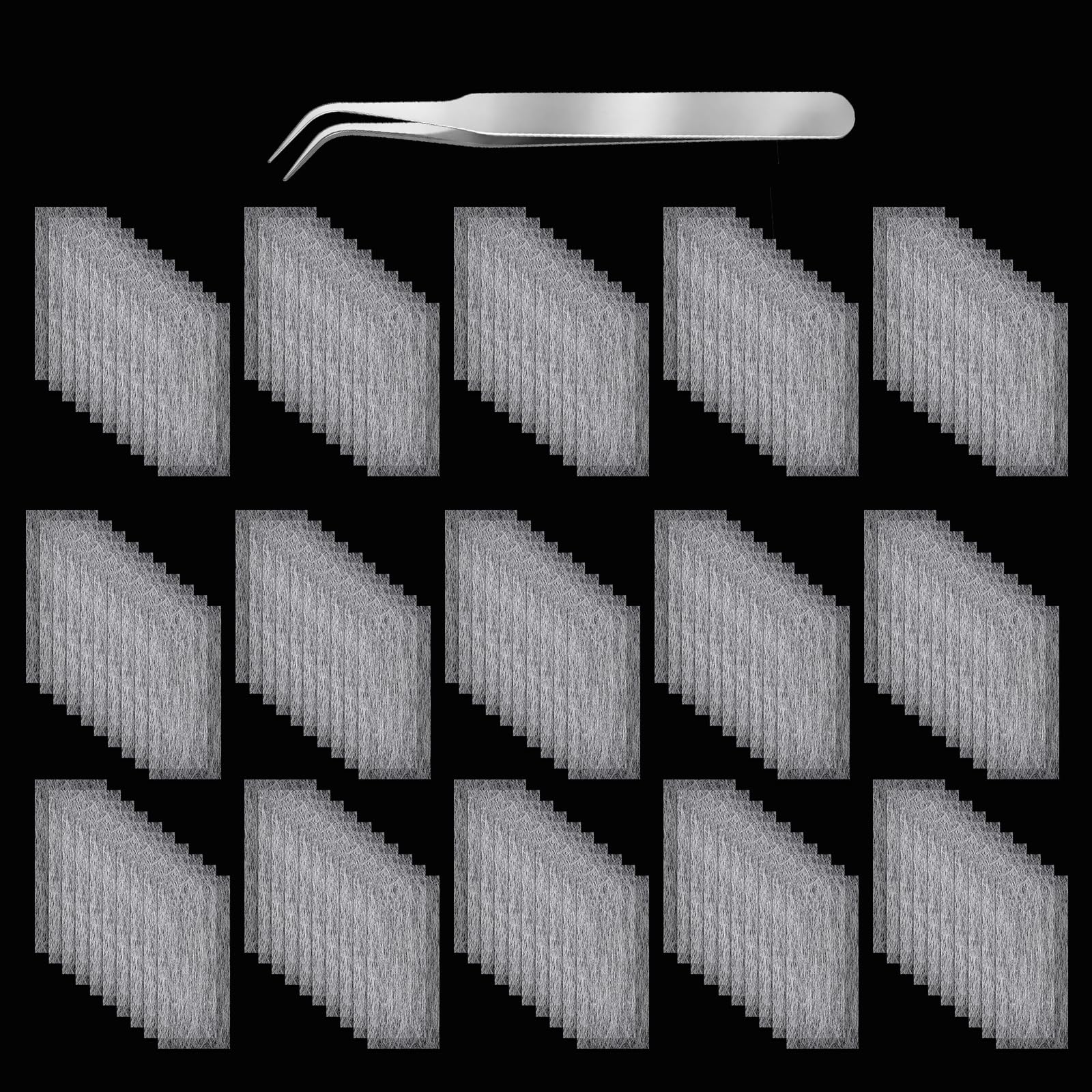 YBEATY front packaging showing 100-piece silk wrap kit and included tweezers for convenience