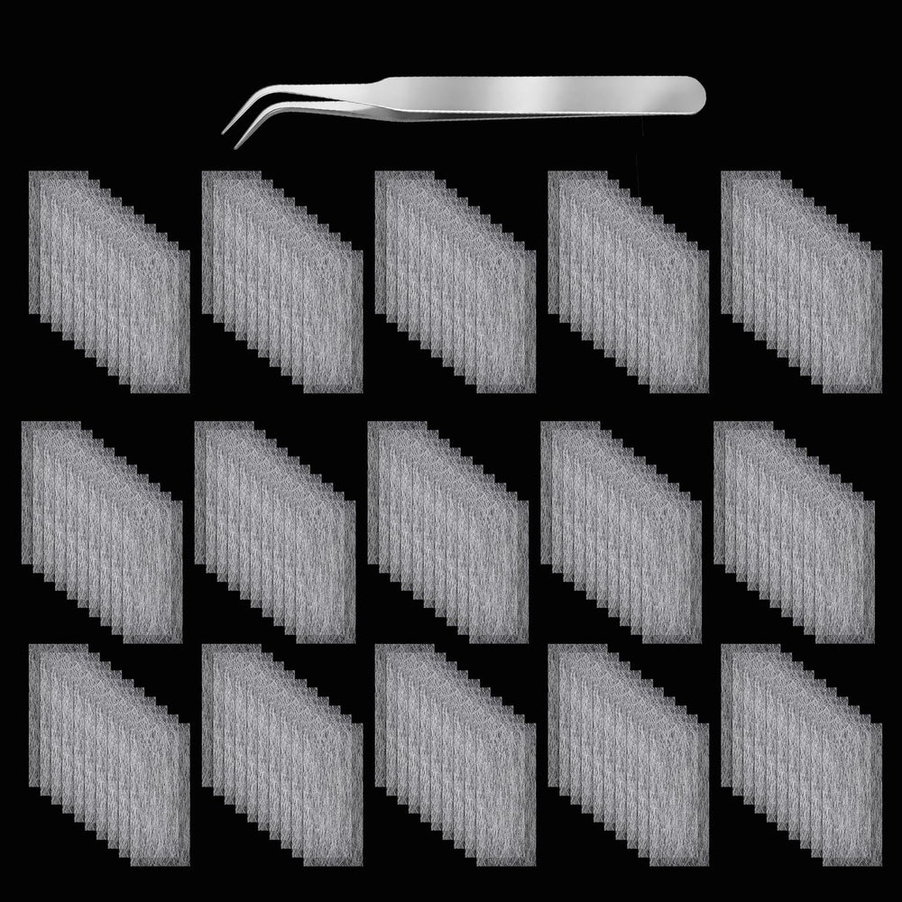 YBEATY front packaging showing 100-piece silk wrap kit and included tweezers for convenience