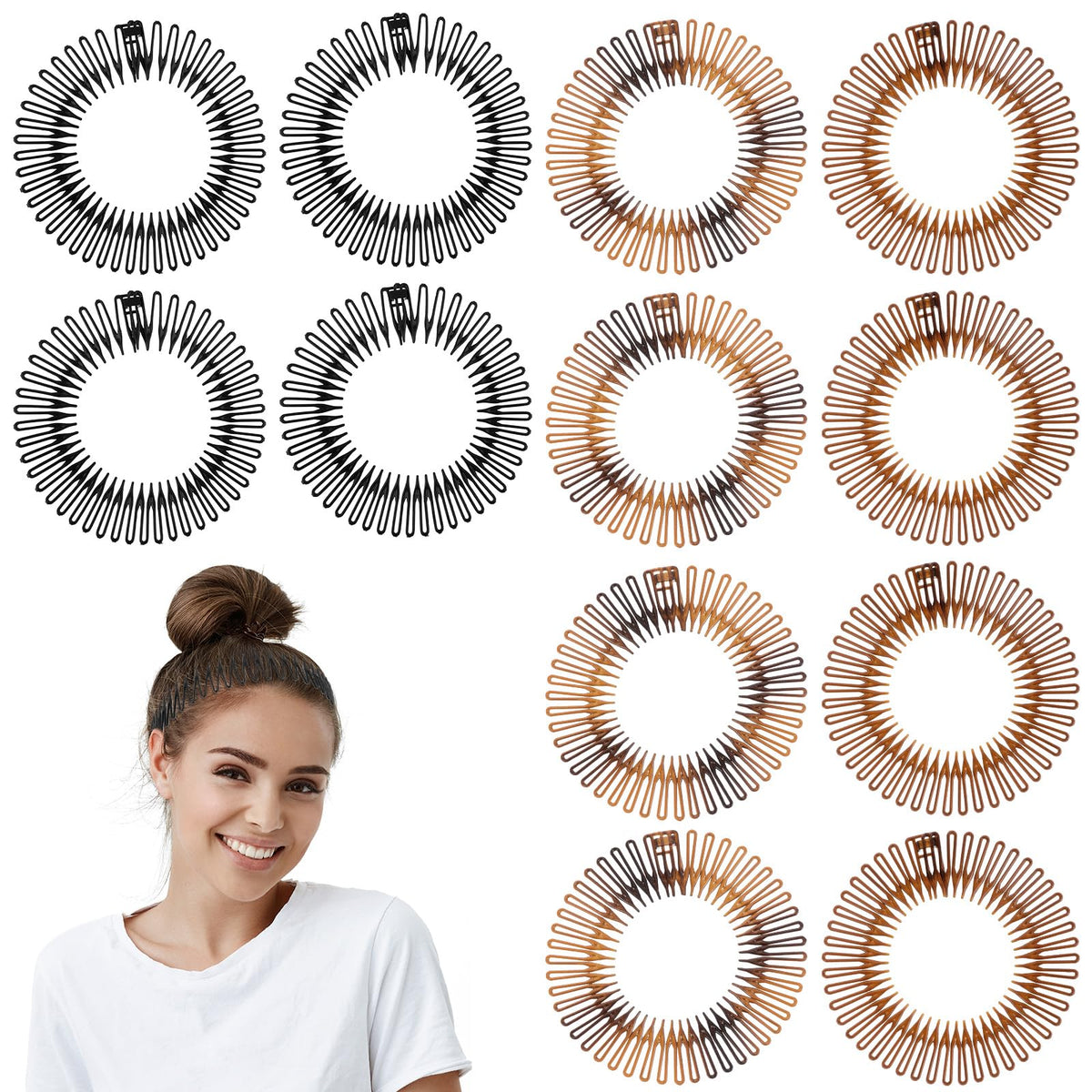 YBEATY front view of 12-pack headbands showing full set and colors, practical storage benefit