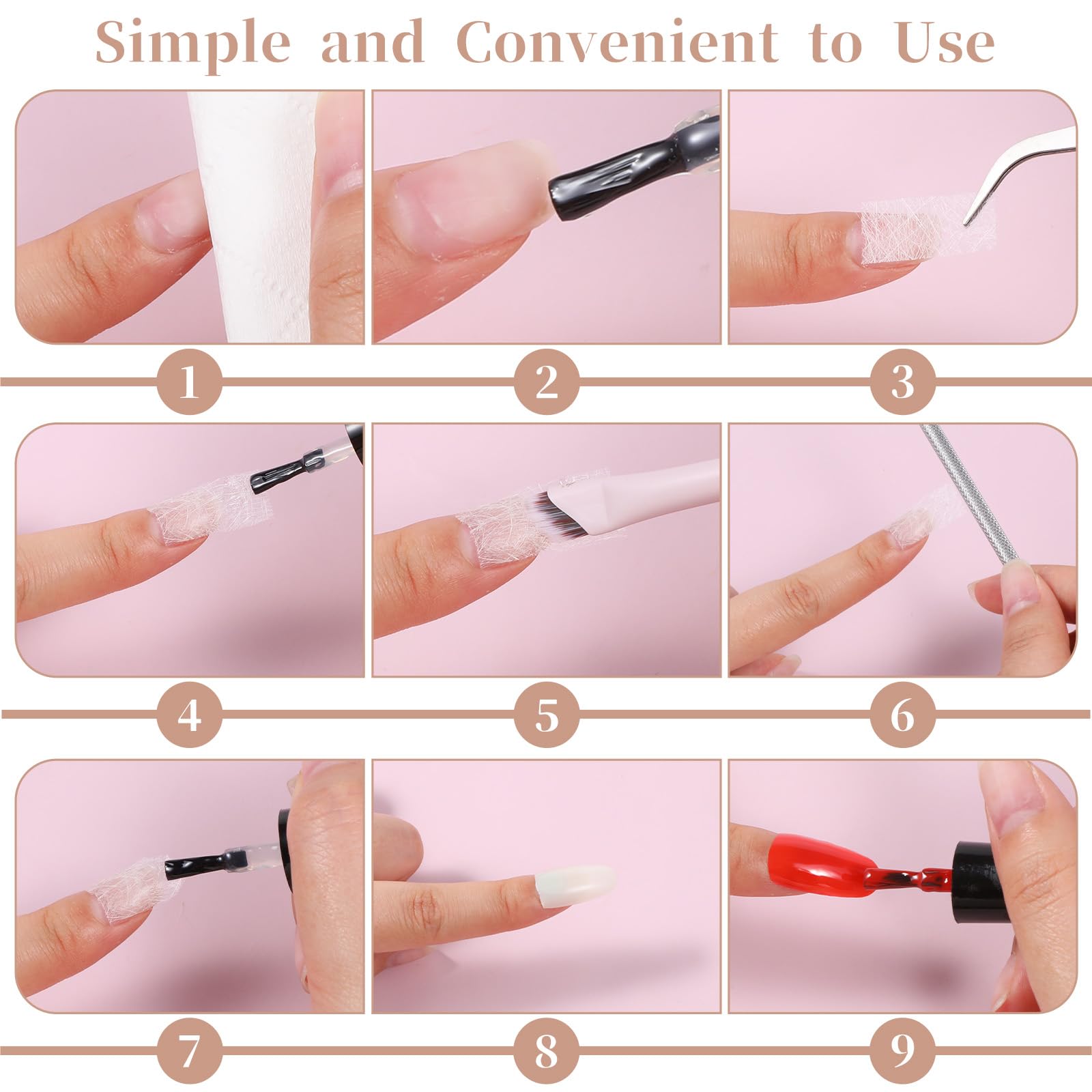 YBEATY silk wrap applied on a broken nail demonstrating discreet reinforcement and smooth finish