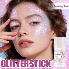 YBUETE close-up of pink glitter texture revealing reflective sparkle benefit