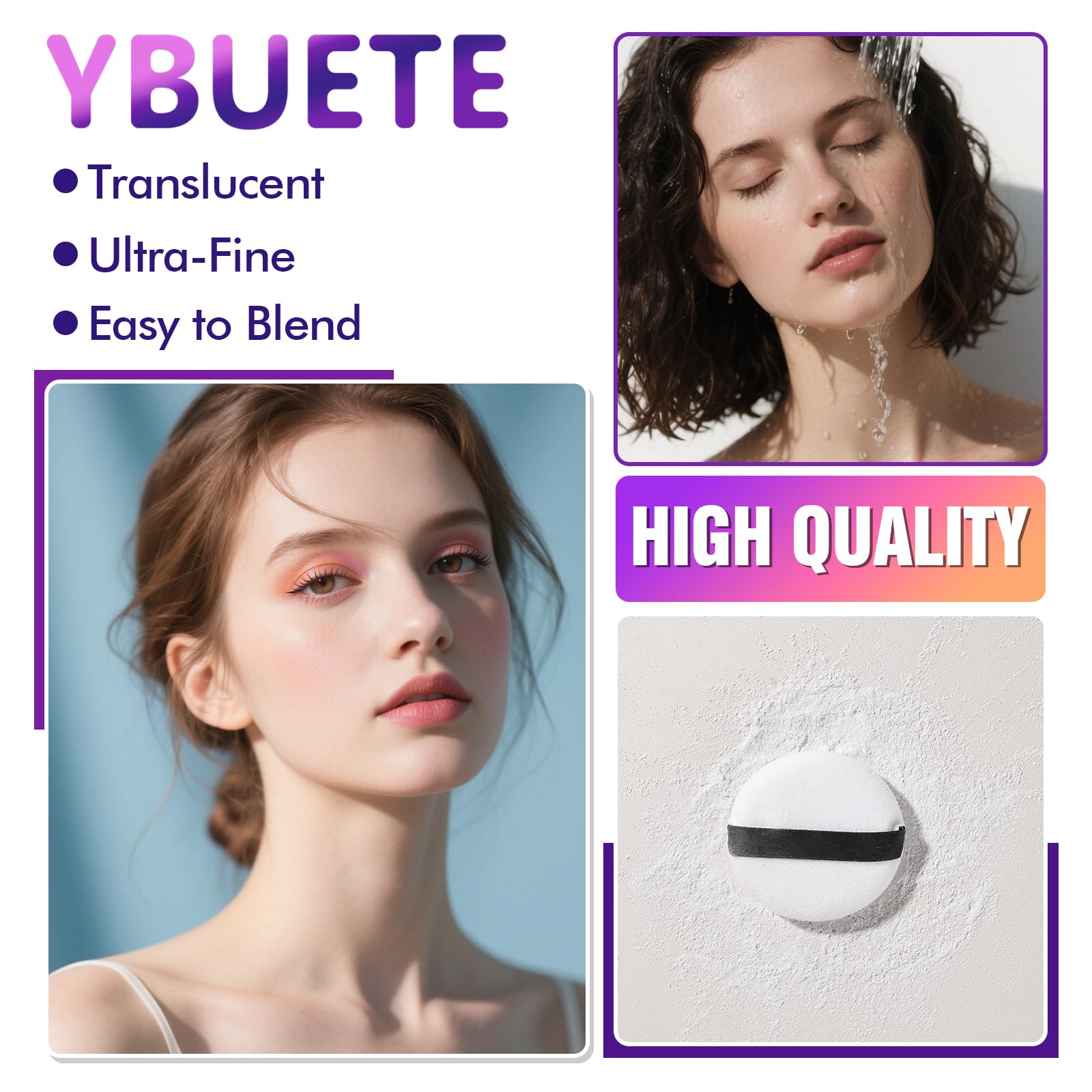 YBUETE fine powder texture swirled on surface showing lightweight, breathable finish