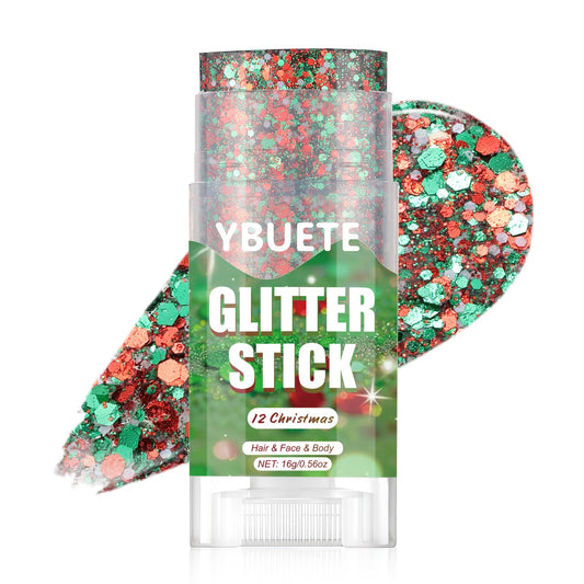 YBUETE front packaging showing compact glitter stick and instant glam benefit