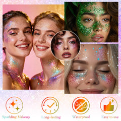 YBUETE glitter stick applied on cheekbone for instant luminous highlight