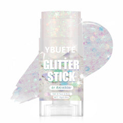YBUETE glitter stick front view shows clean twist-up design and portability
