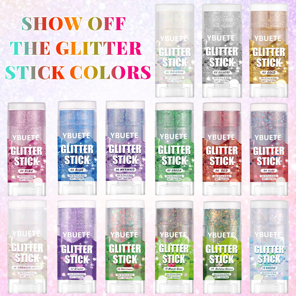 YBUETE glitter stick woven into hair braid for colorful festival styling