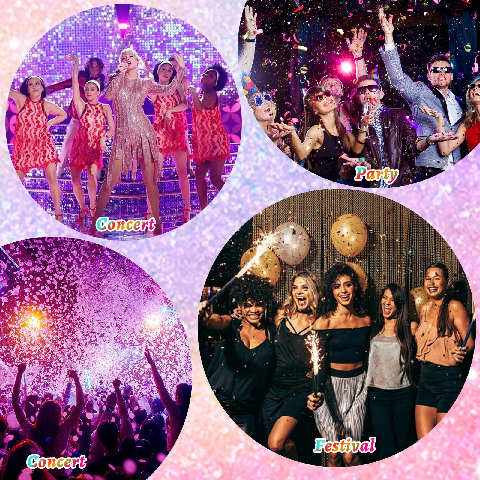 YBUETE glitter stick on a party-goer adding sparkle under event lighting