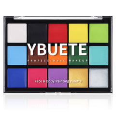 YBUETE palette top view showing all 15 vibrant colors and portability