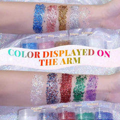 YBUETE glitter stick tip close-up demonstrating smooth twist-up dispensing