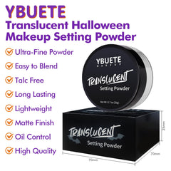 YBUETE lifestyle studio shot of model applying powder delivering polished, oil-free look