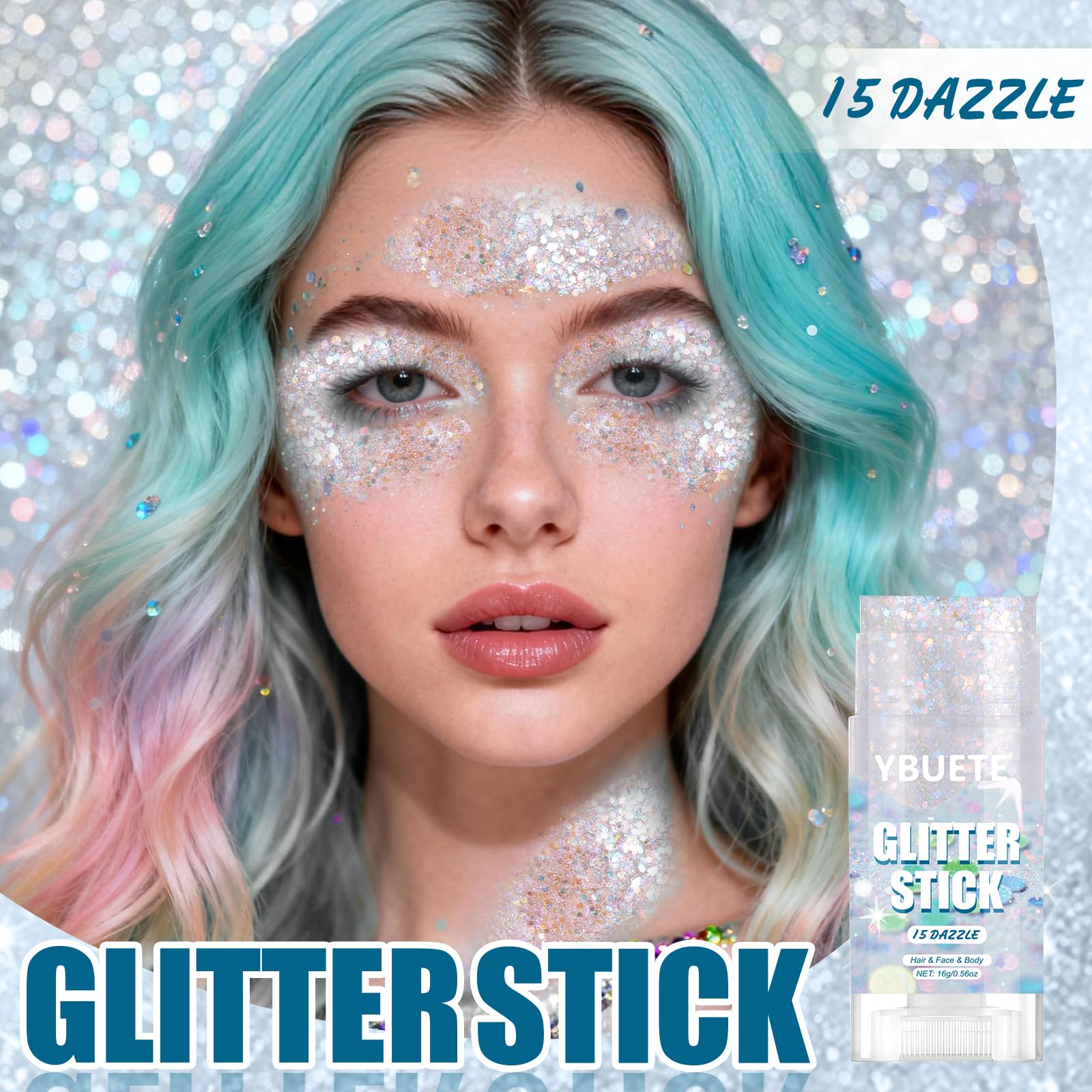 YBUETE texture close-up revealing creamy glitter formula for smooth application