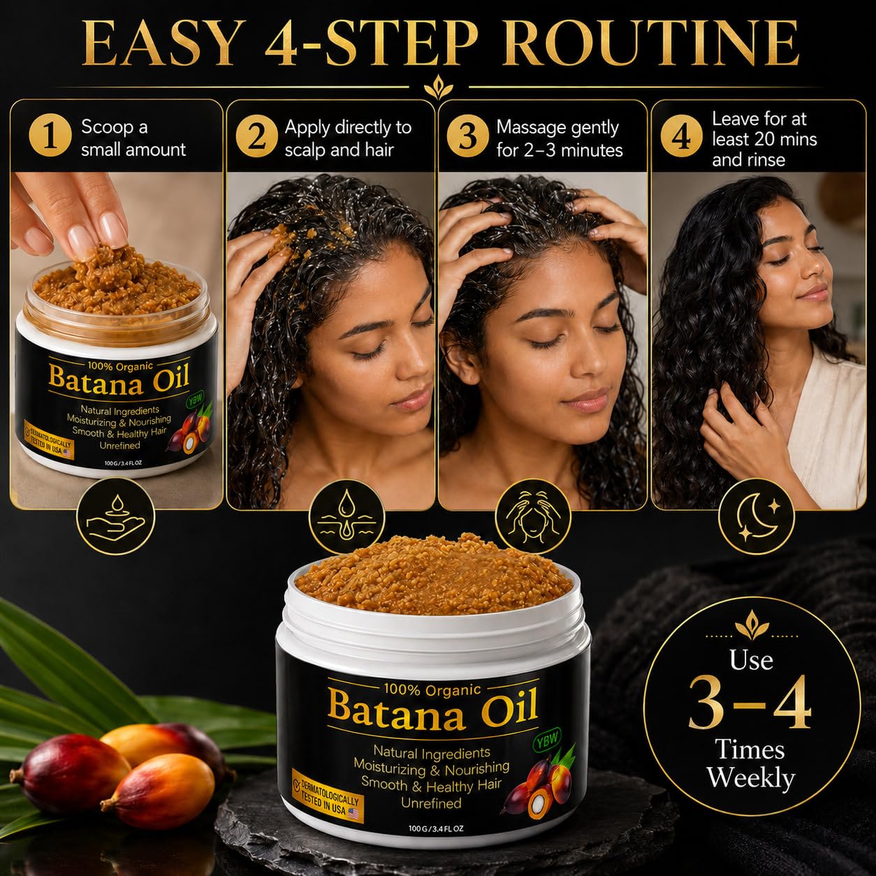 YBW batana paste in shower setting ready for pre-wash mask offering deep conditioning