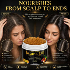 YBW batana paste next to common items for size comparison and travel-friendly benefit